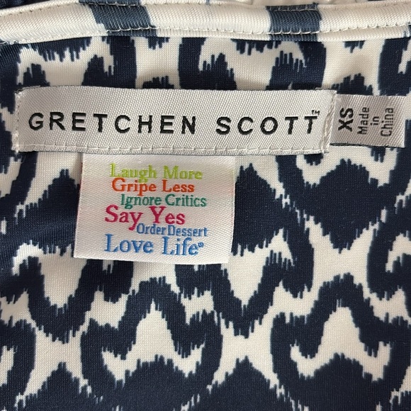 Gretchen Scott Ruffneck 3/4 Sleeve Jersey Knit Dress in Arabesque Print -Size XS - Picture 4 of 5